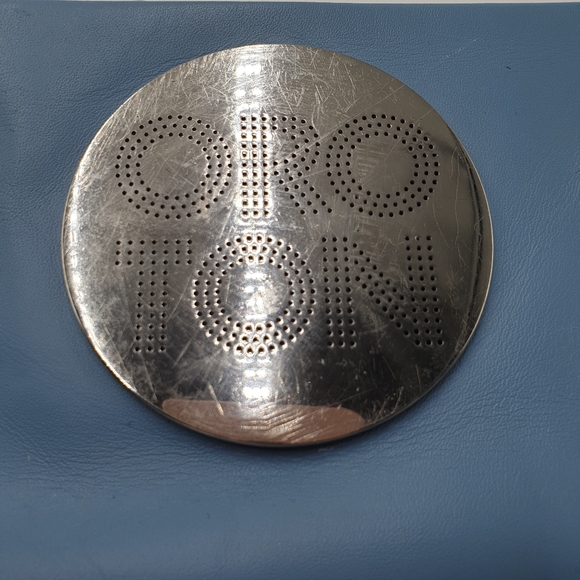 EXTRA 30% OFF🖤 Oroton Dusty Blue Leather Silver Logo Zip Top Pouch Wrislet - Picture 4 of 15